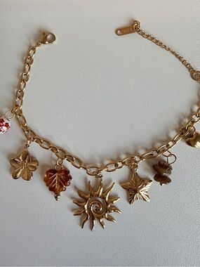 Gold-Tone Sun & Nature Charm Bracelet - Women's Fashion Jewelry